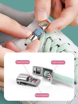 Nova atualização fivela magnética faixa de borracha látex laços elásticos tênis sem amarrar criança e adultos estão disponíveis shelaces - Image 3