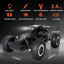 DK087 1:16 2WD Brushless de alta velocidade Off-Road Controle Remoto Carro de corrida de deriva 20 km/h com iluminação LED 2x2 RC Truck Car Model Toy - Image 2