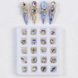 Elegante 3D Alloy Nail Art encantos com strass cristal, perfeito para Nail Salon, disponível em dourado, rosa, verde e azul - Image 4