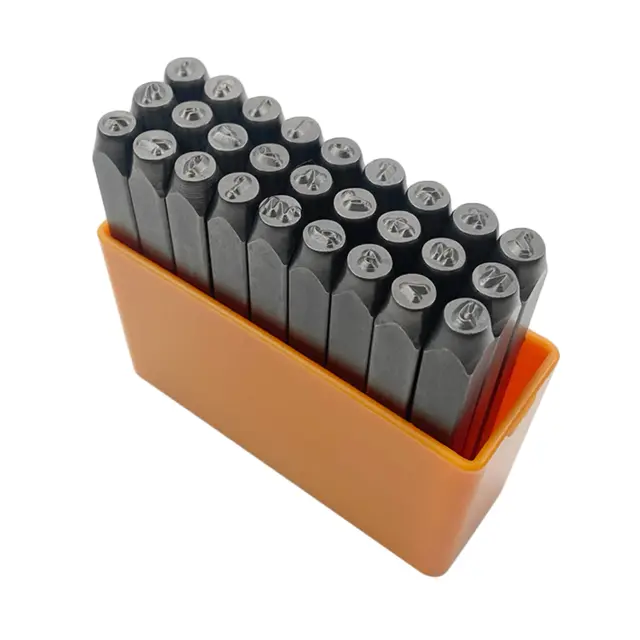 Conjunto de Selo Perfurador em Aço com Alfabeto e Números para Artesanato em Couro DIY