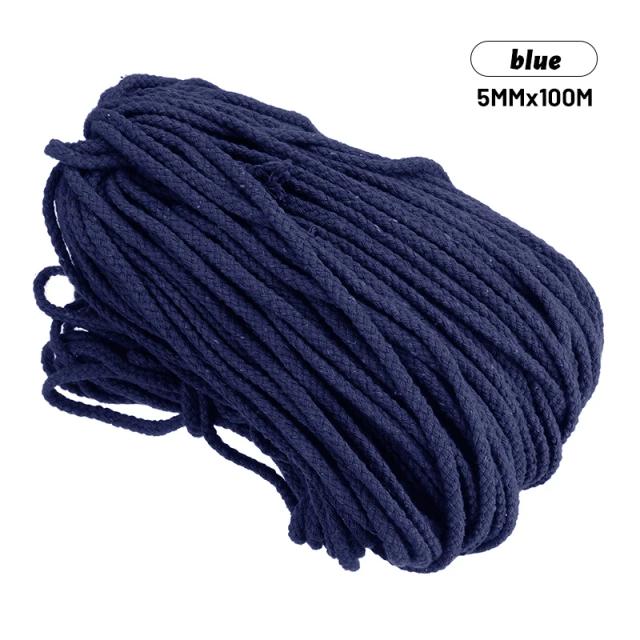 Corda de Algodão Torcido em 11 Cores para Macramê - 100m x 5mm, Ideal para Artesanato e Decoração de Casamentos