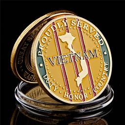 Moeda banhada a ouro do exército dos EUA com caixa de moedas luxuosa, colecionáveis, Corpo de Fuzileiros Navais, Liberdade, Águia, W - Image 3