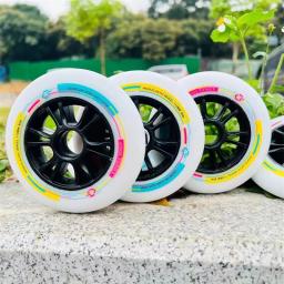Roda de patins de velocidade inline para pista indoor, bom rebote, boa aderência capacidade pneus PU, alta elástica, 85A, 90mm, 100mm, 110mm - Image 4
