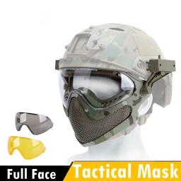 3 lentes máscara de tiro respirável tático paintball máscara facial completa wargame combate airsoft cs malha aço proteção máscara facial - Image 1