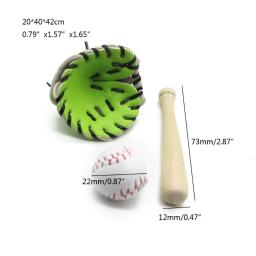 Mini softball beisebol com bastão e luva para acessórios estúdio, meninos, meninas, adereços P31B - Image 6