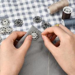 9 conjuntos de botões de pressão de flores, fechos de pressão de metal vintage, costurar em pressão, fixadores de botão de pressão para jaqueta, jeans, artesanato, botão de costura - Image 5