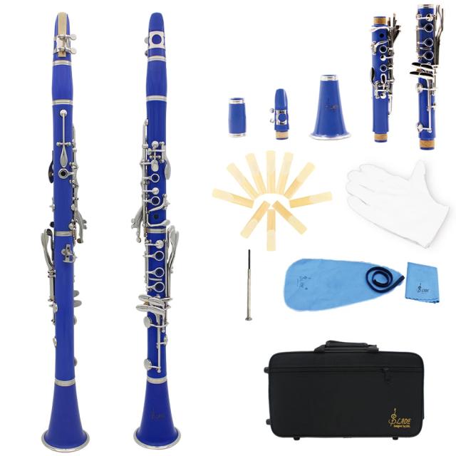 Clarinete de Madeira SLADE-Bb com 17 Teclas de Baquelite - Instrumento Profissional para Músicos com Caixa e Palhetas Inclusas