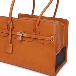 Portátil PU couro pet transportadora saco, bolsa de luxo para filhote de cachorro, gato, viagens, respirável um ombro saco, mochila, pet suprimentos - Image 4