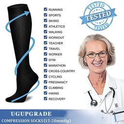 Meias de compressão varizes para homens e mulheres, meias pretas, apto para golfe, rugby, caminhadas, esportes, anti fadiga, condução, viagens, voo - Image 2