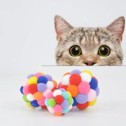 Brinquedos para gatos, bola de pelúcia para gatos, bola elástica para animais de estimação, bola alta, bola de lã colorida para gatos - Image 2