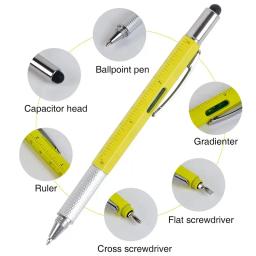 Multi-função Caneta Esferográfica, Chave De Fenda Gradienter, Material De Escritório, Material Escolar, Escala, 6 em 1, 1Pc - Image 2