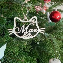 Ornamento de madeira personalizado para crianças, nome personalizado, pingentes pendurados, cachorro, gato, asas de anjo, vintage, natal, presente de ano novo - Image 2