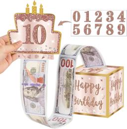 Caixa de Presente com Adesivos DIY, Adequado Para Qualquer Idade, Rosa, Rosa, Ouro, Surpresa Birthday Party, Caixa De Presente Em Dinheiro, Decoração - Image 1
