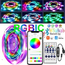 Fita LED para Decoração de Fundo, Lâmpada, RGB, 5050, Tuya, WiFi, Bluetooth, Controle APP, Flexível, Sonho, Cor Mágica, RGB, WS2812B - Image 1
