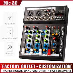 Profissional 4 canais Mixer Bluetooth Reverb DJ Audio Interface USB Mixer Microfone mesa de som 4 canais - Image 1