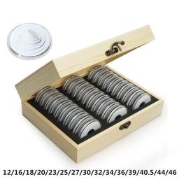 30/50/100 pçs caixa de armazenamento de moedas de madeira cápsula caso com junta protetora para moedas comemorativas medalha coleção suprimentos - Image 1