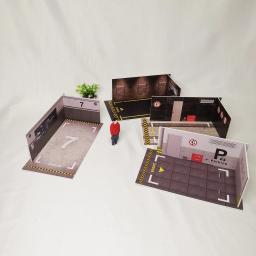 Escala 1 24 diecast carro liga diorama pvc simples montado estacionamento espaço cena garagem miniatur modelo de exibição caso decoração meninos gifs - Image 3