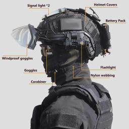 Conjunto de capacete rápido tático, com óculos antiembaçantes removíveis Suporte multifuncional para NVG Óculos de Airsoft Lanterna, para Paintball - Image 3