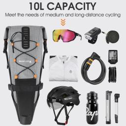 West biking bicicleta sela saco 10l dobrável sob o assento saco da bicicleta 100% ferramentas à prova dwaterproof água pannier mtb estrada ciclismo cauda saco traseiro - Image 6