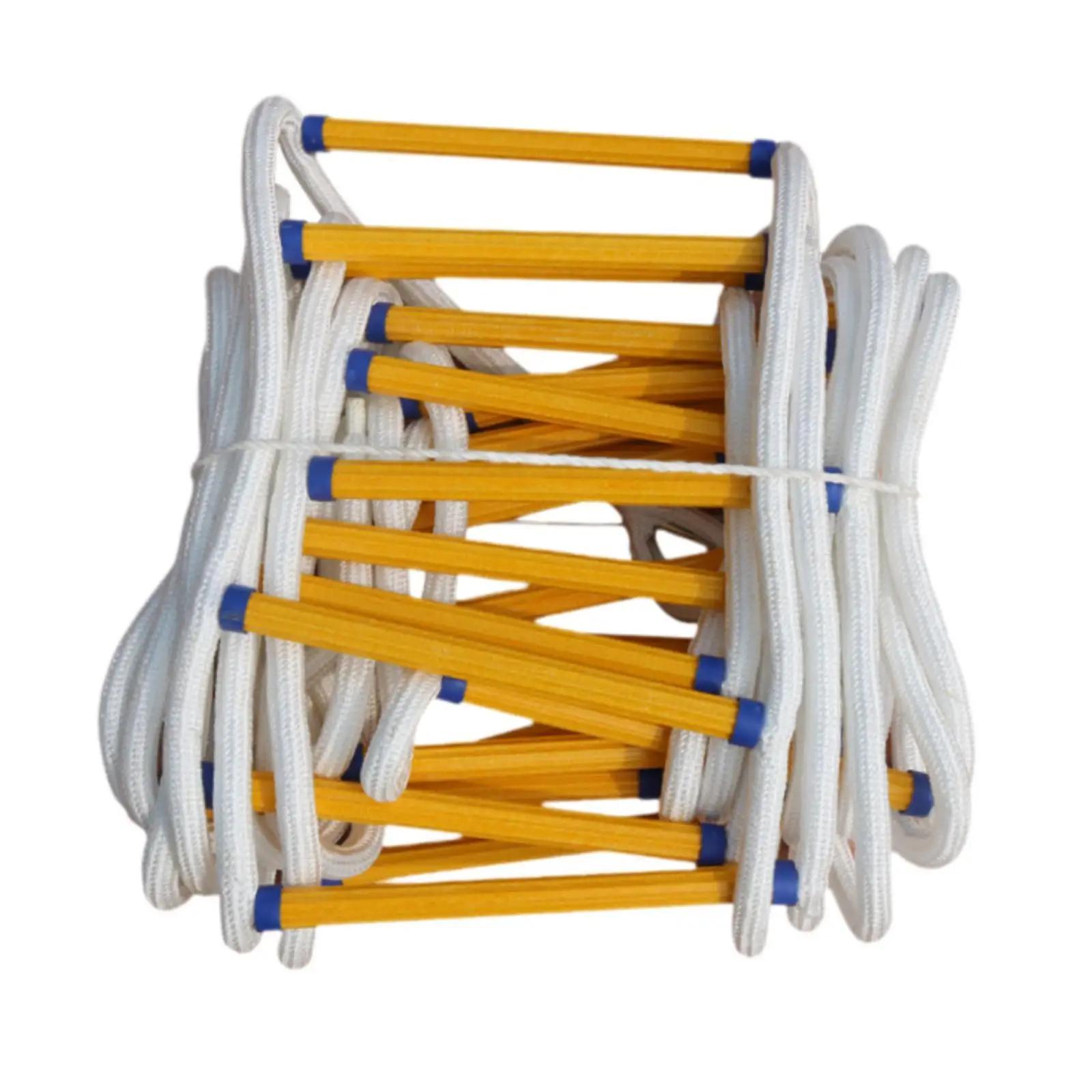 Escada de escape de incêndio de emergência de 16 pés com ganchos multifuncional resistente a chamas 5M escada de corda portátil para engenharia ao ar livre - Image 1