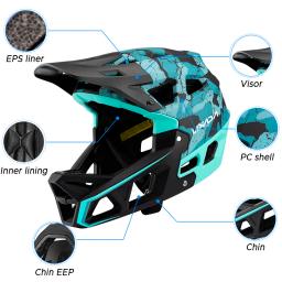 LIXADA-Capacete Full Face Mountain Bike para Adultos, Capacete MTB Downhill, Capacete de Bicicleta, Acessórios Mountain Bike - Image 2