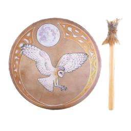 Tambor de meditação decoração design tambor de mão com baqueta de madeira shaman tambores shaman mão tambor som cura ferramenta trabalhada - Image 1
