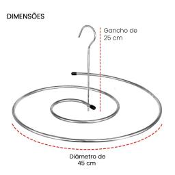 Kit 3 Varal Espiral Aço Cabide Redondo Prata 20kg Secagem Rápida Lençol Prático Fácil - Image 4