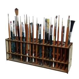 67 buracos suporte de pincel de madeira suporte de escova de mesa organizador fixado na parede prateleira de escova de maquiagem para pintura suprimentos - Image 1