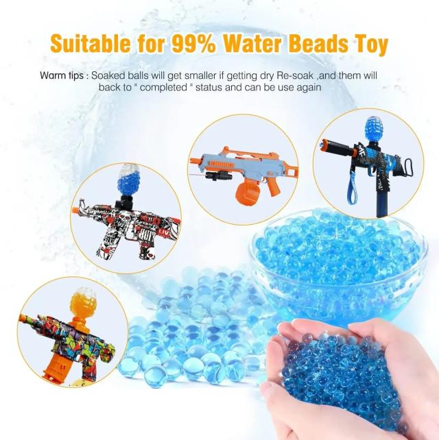 Munição para Splat Gun: Gel Balls de 7-8mm em Mistura Azul, Compatível com Orbeez e Splatter Ball Guns