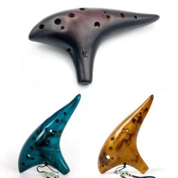 Alto C Cerâmica Ocarina Instrumento Musical com Livro de Canções, Corda Do Pescoço, Cordão Do Pescoço, Saco De Transporte, Bom Presente para Iniciantes, 12 Tons - Image 2
