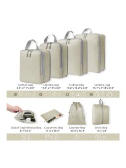 Conjunto de 8 sacos de compressão para viagem saco impermeável, mala de nylon portátil, com bolsa, organizador de bagagem - Image 4