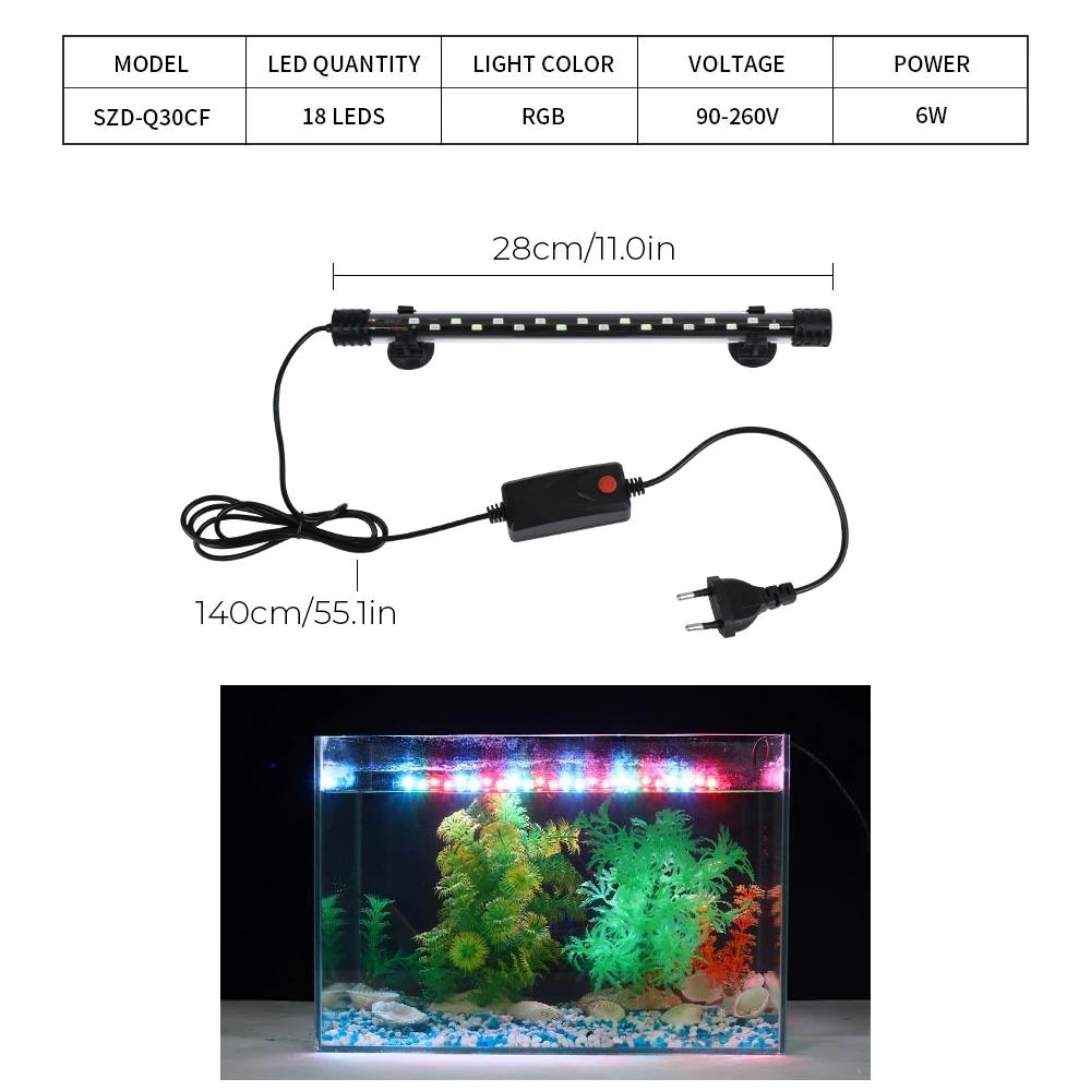 Lâmpada submersível para aquário, barra de luz para aquário, iluminação decorativa subaquática, RGB EU Plug, AC 90 ~ 260V, 28 cm, 38 cm, 48cm - Image 1