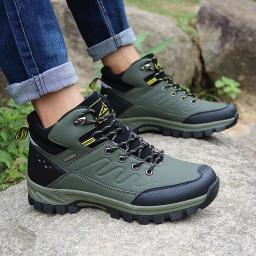 Botas de couro impermeáveis para homens, tênis antiderrapantes, sapatos de caminhada, trekking, trabalho, ao ar livre, escalada, neve, inverno, marca - Image 5