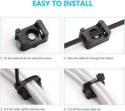 Plástico Fio Bundle Titular, Cable Tie Mount Base, Tipo Saddle, Mount Parafusos, Carregamento USB, Data Line Winder, Fixação Wire, 50pcs - Image 6