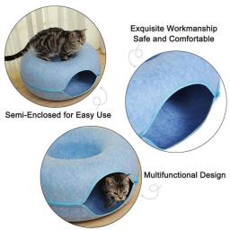 Gato túnel cama gato túneis para gatos internos labirinto brinquedo redondo gato túneis feltro natural gato treinamento cesta pet caverna gato suprimentos - Image 5
