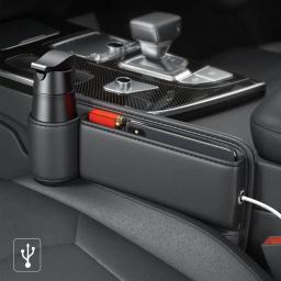 Multifuncional Seat Gap saco de armazenamento para carro, enchimento com suporte de copo, couro PU, carro interior fenda organizadores caixa, 1 Pc, 2Pcs - Image 2