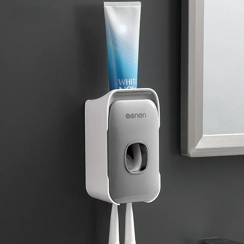 Espremedor automático de dispensador de pasta de dente, de alta qualidade, com suporte de escova de dentes, montagem na parede, conjuntos de acessórios de banheiro - Image 1