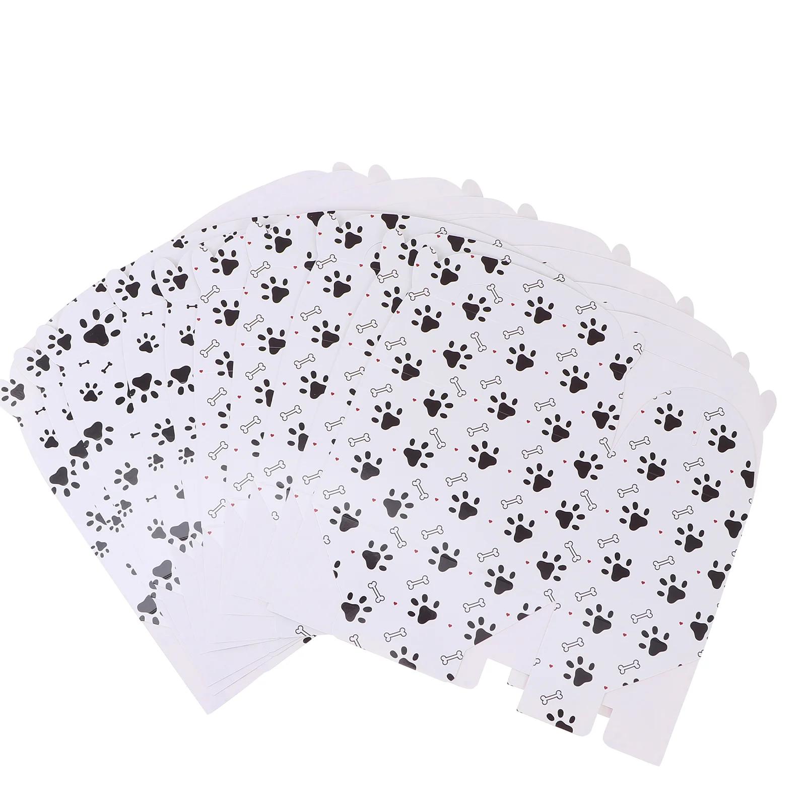 Caixas de presente para presentes, gato e cão Pegadas Treat, Embalagem de doces, Fontes do partido, branco, 12 pcs - Image 1
