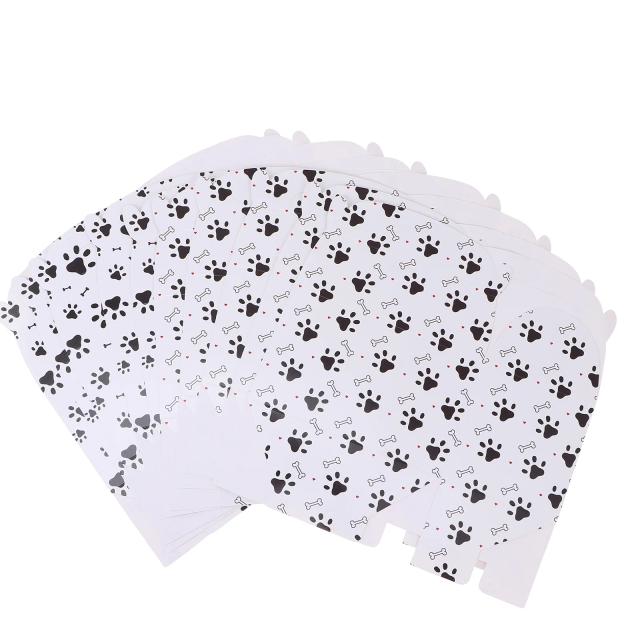 Conjunto de 12 Caixas de Presente para Animais, Estilo Pegadas de Gato e Cão, Embalagem Elegante para Doces e Festas