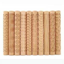 Textura de madeira rolo rolo de lama relevos cerâmica cerâmica arte em relevo haste padrão flor diy argila artesanato ferramenta - Image 1