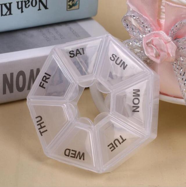 Organizador Portátil de Pílulas: Caixa de Armazenamento para 7 Dias com 7 Compartimentos e Compartimento para Doces