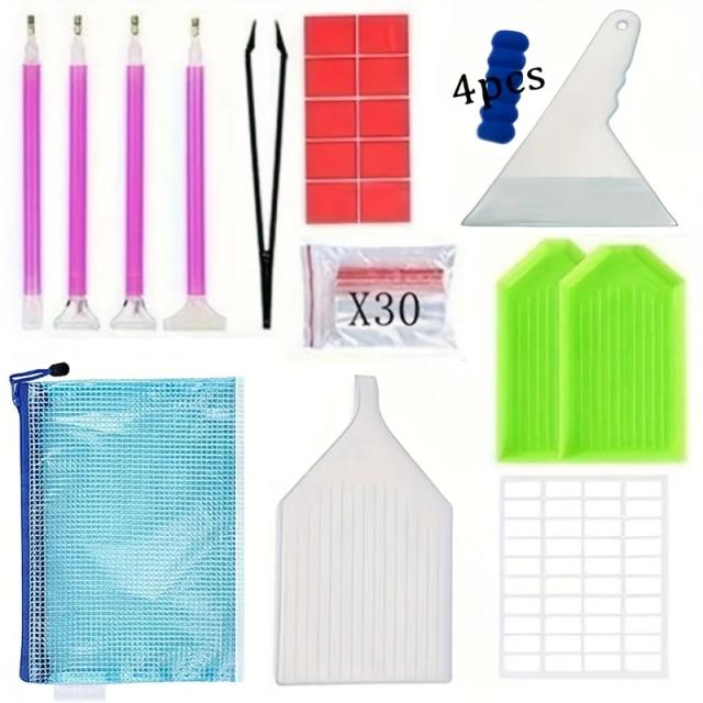 Acessórios e Kit de Ferramentas para Pintura em Diamante 5D com Caneta de Colagem para DIY Adulto