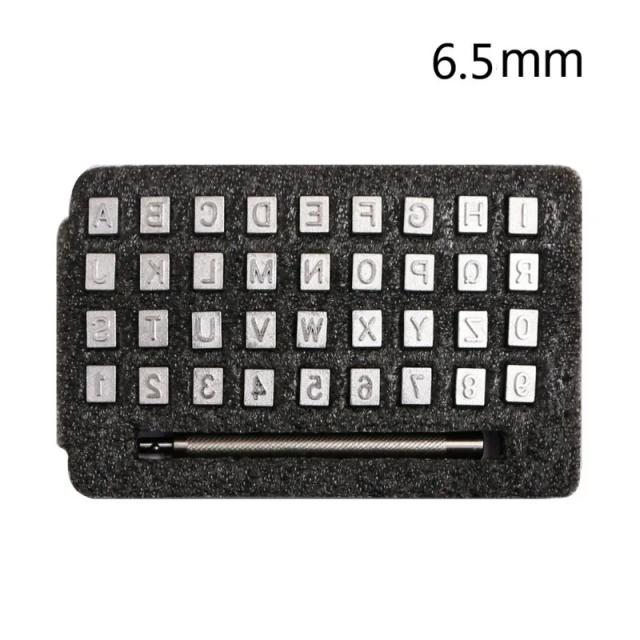 Conjunto de Ferramentas para Gravura em Couro com Selos de Aço Alfabeto e Números - 36 Peças para Artesanato DIY