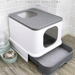 Caixa de lixo de gato fechada avançada, Anti-Splatter com controle de odor, Grande produto essencial de higiene felina - Image 1
