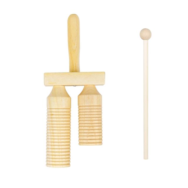 Instrumentos Musicais Orff: Clappers de Cilindro de Som Duplo em Madeira para Crianças
