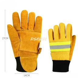 Luvas De Couro Resistentes Ao Desgaste Espessadas, Proteção Contra Incêndio, Isolamento De Fogo De Artifício, Resgate De Emergência, Luvas De Proteção De Bombeiro - Image 3