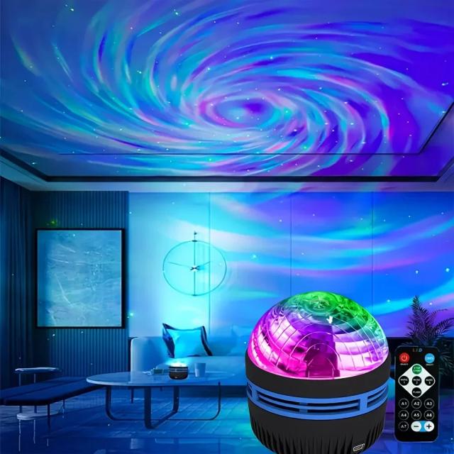 Projetor de Galáxia LED com Controle Remoto para Decoração de Quarto - Luzes Coloridas e Estrelas para o Natal e Ano Novo