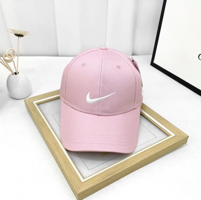 Nike clássico logotipo lateral bordado impresso algodão tamanho ajustável boné de beisebol boné de beisebol mesmo estilo que homem e mulher rosa