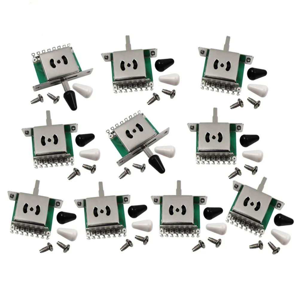 Flanor interruptor seletor de captador de guitarra, 10 peças, 5 vias, com pontas preto/branco, acessórios para guitarra - Image 1