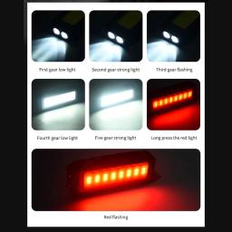 Lanterna LED multifuncional com ímã, USB recarregável, bateria 18650, tocha portátil, luz de trabalho COB, lanterna de acampamento ao ar livre - Image 6